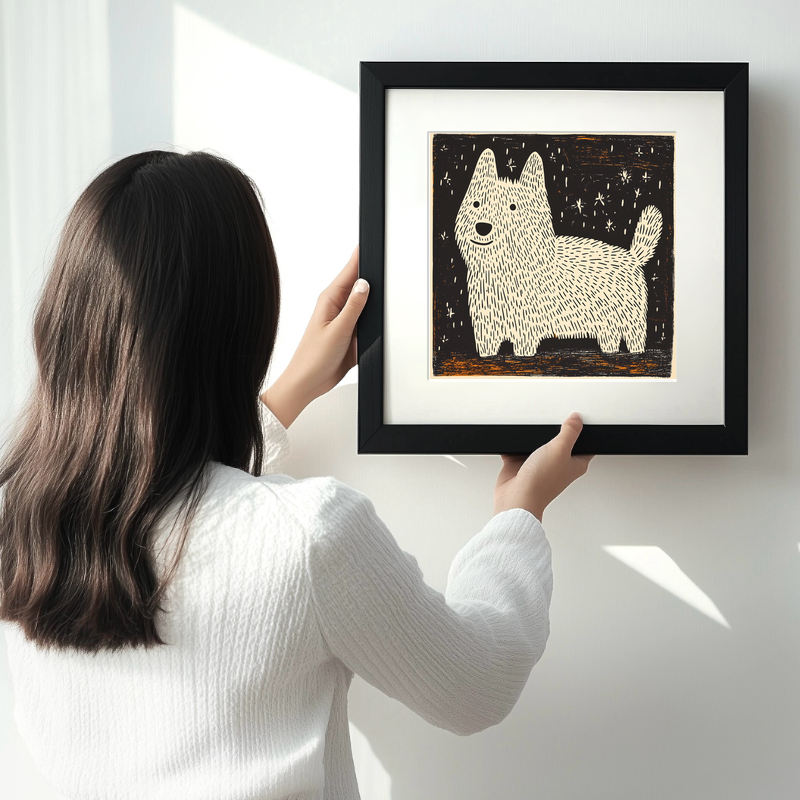West Highland White Terrier Linoprint-Style Art (1492-1)