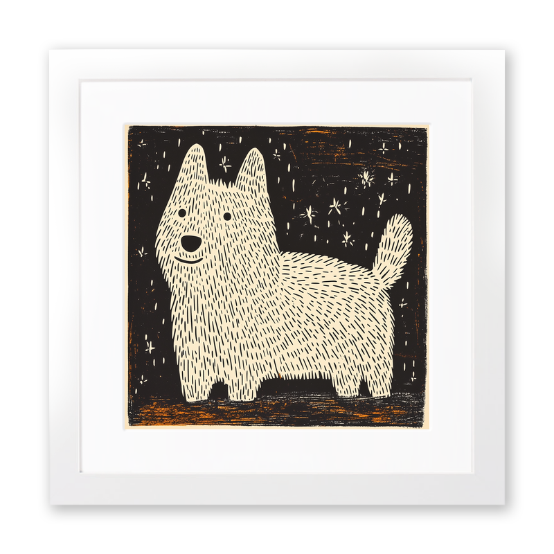 West Highland White Terrier Linoprint-Style Art (1492-1)