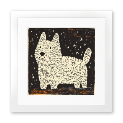 West Highland White Terrier Linoprint-Style Art (1492-1)
