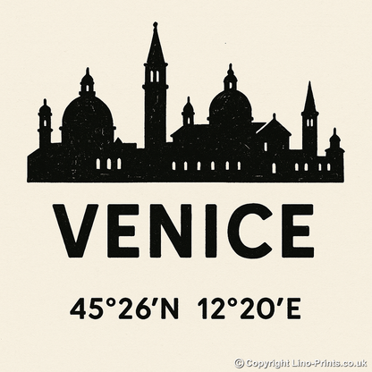 Place Coordinates Linoprint-Style Art (c269)