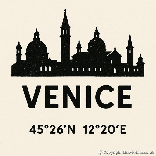 Place Coordinates Linoprint-Style Art (c269)
