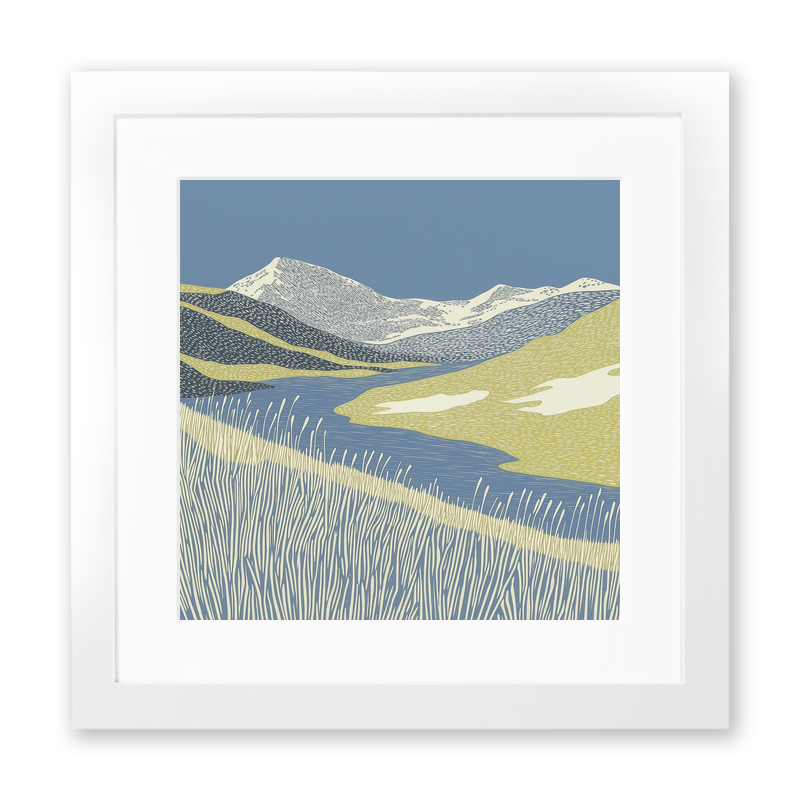 Angle Tarn Pikes view Linoprint-Style Art (2357-2)