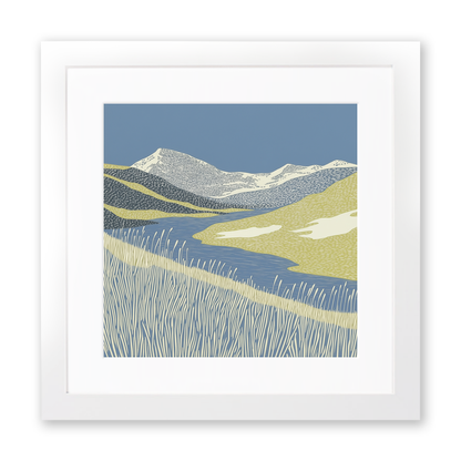 Angle Tarn Pikes view Linoprint-Style Art (2357-2)
