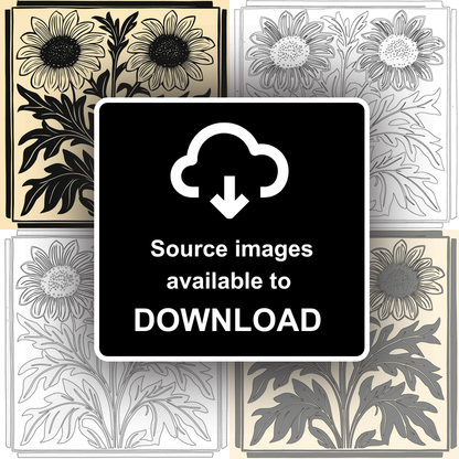 Rudbeckia (Black-eyed Susan) Linoprint-Style Art (1740-1)
