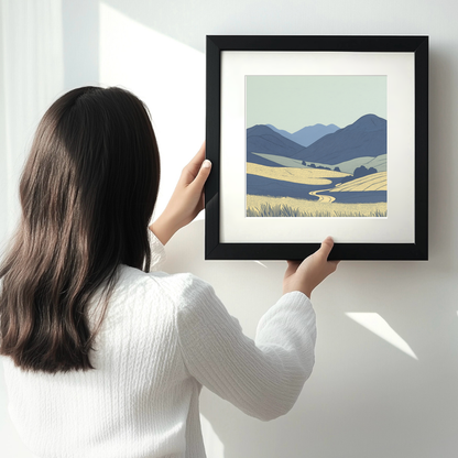 Blencathra skyline in the Lake District Linoprint-Style Art (2364-4)