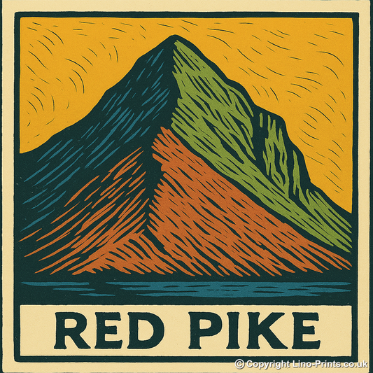 Mountains Linoprint-Style Art (c375)