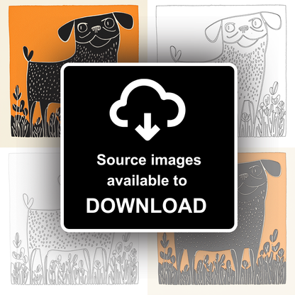 Dogue de Bordeaux Linoprint-Style Art (1464-1)