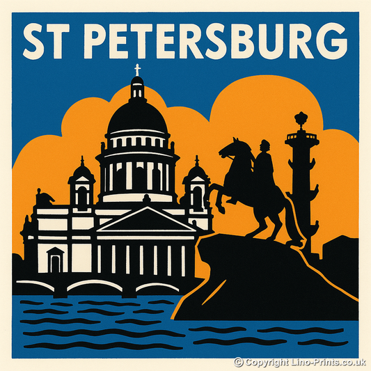 Cities Linoprint-Style Art (c84)