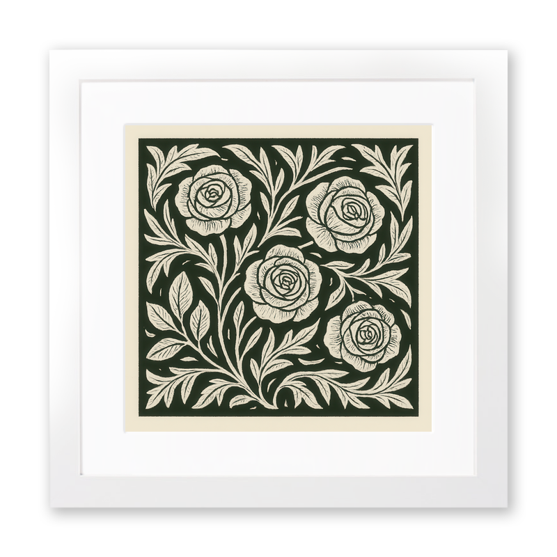 Flowers Linoprint-Style Art (c9)
