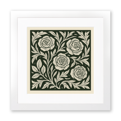 Flowers Linoprint-Style Art (c9)
