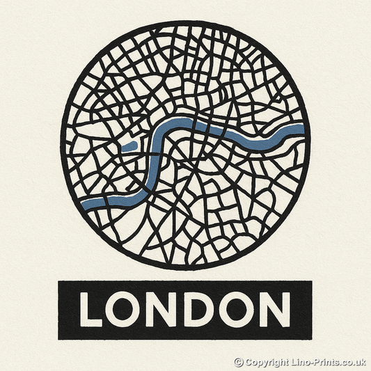 Maps Linoprint-Style Art (c14)