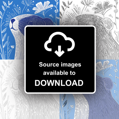 Cute Guinea Pig   Linoprint-Style Art (915-1)
