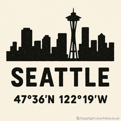 Place Coordinates Linoprint-Style Art (c339)