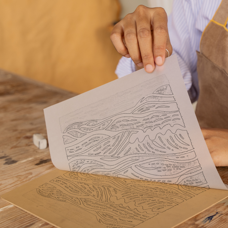 Sand patterns left by the tide Linoprint-Style Art (2025-1)
