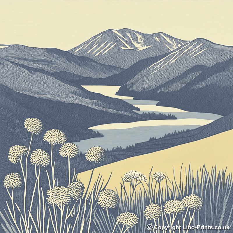 Grisedale Pike in the Lake District Linoprint-Style Art (2439-4)