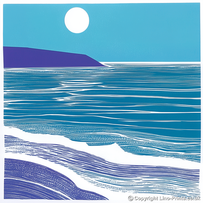 Minimalist horizon Linoprint-Style Art (985-2)