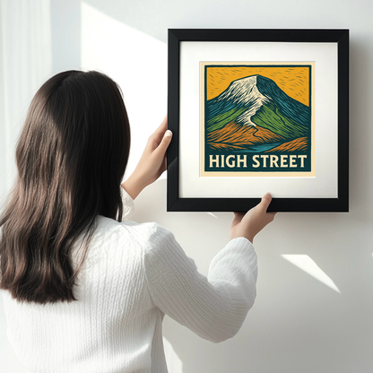 Mountains Linoprint-Style Art (c374)
