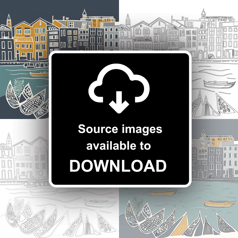 Venice Grand Canal Linoprint-Style Art (1172-1)
