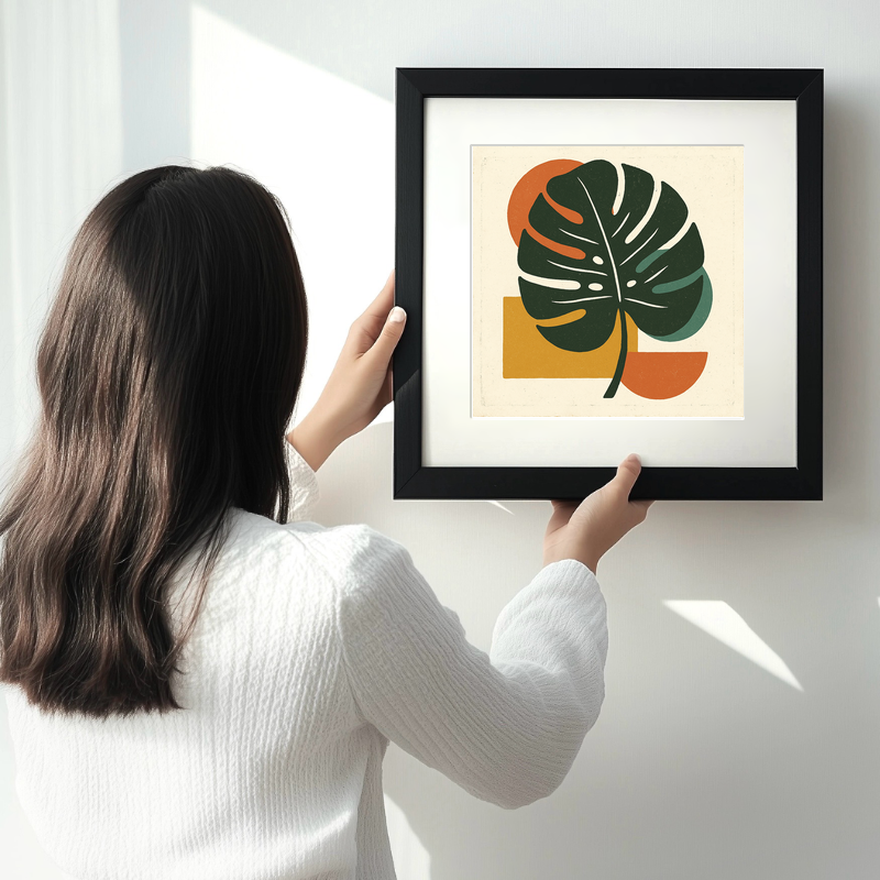 Flowers and Plants Linoprint-Style Art (c518)