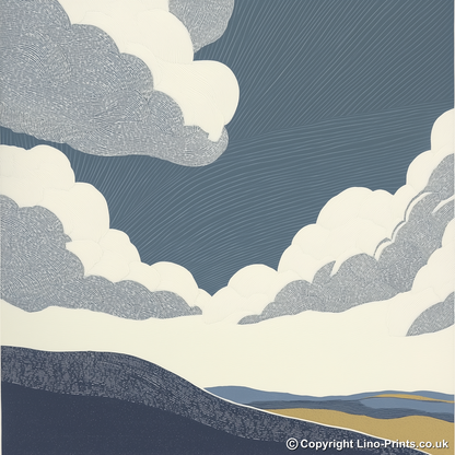Cloud formations Linoprint-Style Art (2388-1)