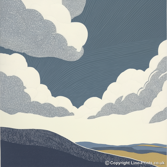 Cloud formations Linoprint-Style Art (2388-1)