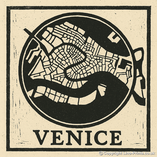 Maps Linoprint-Style Art (c23)