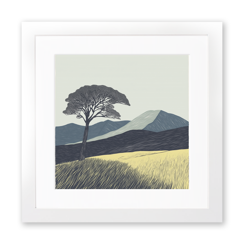 Skiddaw skyline silhouette Linoprint-Style Art (2549-2)