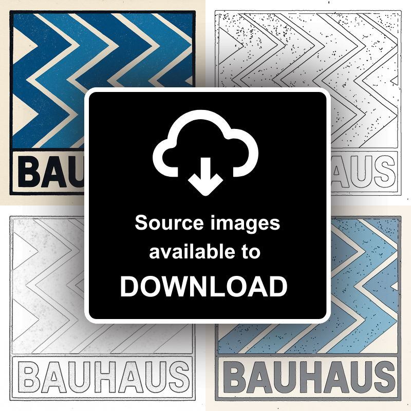 Bauhaus Design Linoprint-Style Art (c405)