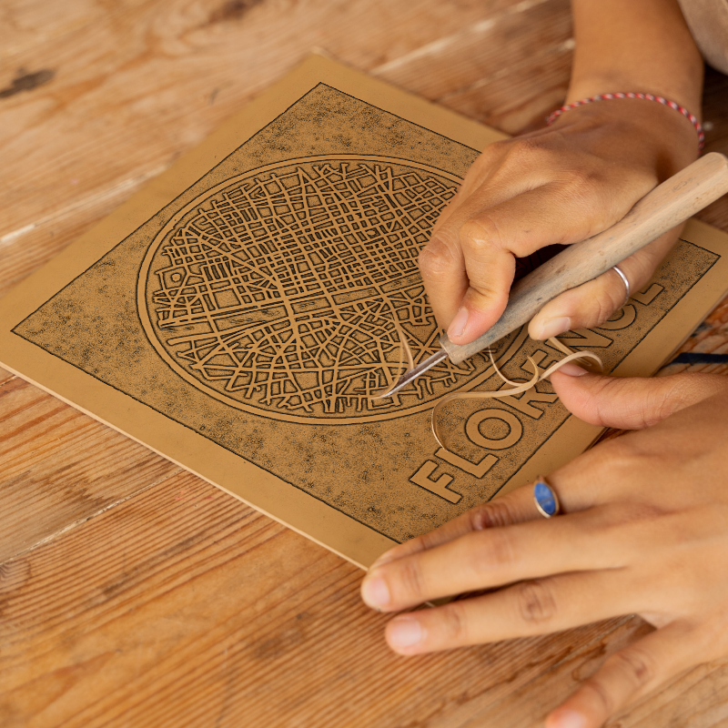 Maps Linoprint-Style Art (c24)