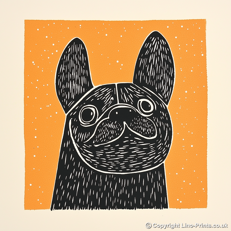 French Bulldog Linoprint-Style Art (1467-1)