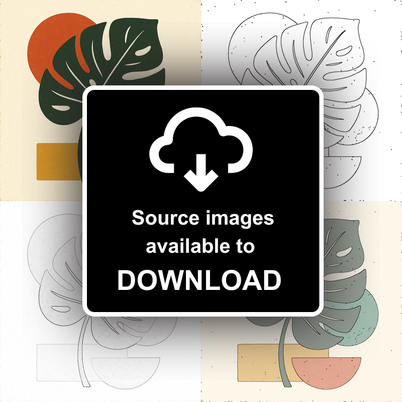 Flowers and Plants Linoprint-Style Art (c500)