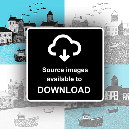 Anstruther Harbour, Fife Linoprint-Style Art (784-1)