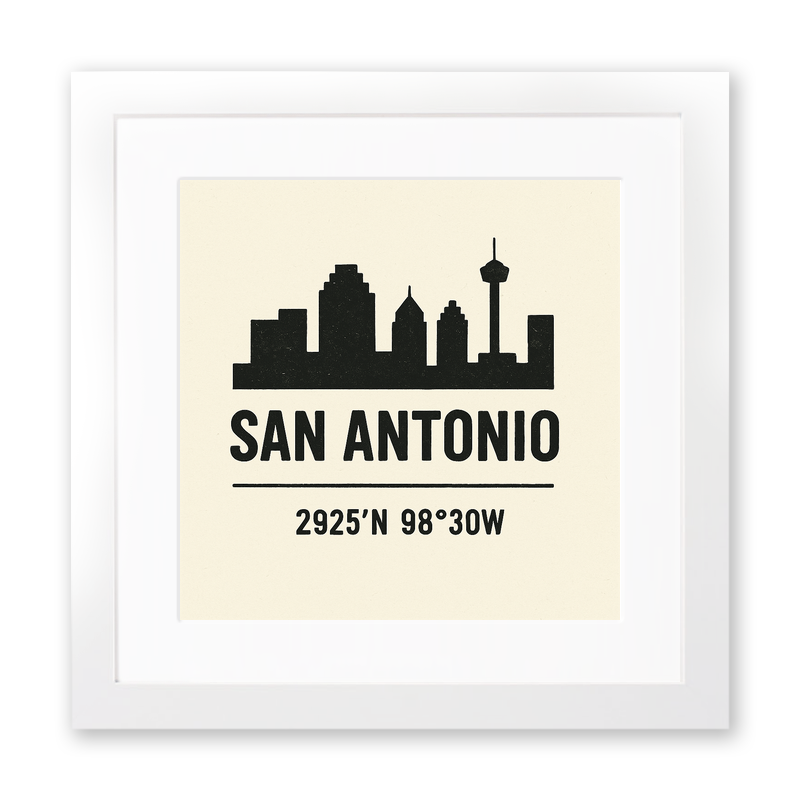 Place Coordinates Linoprint-Style Art (c266)