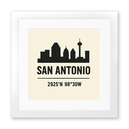 Place Coordinates Linoprint-Style Art (c266)