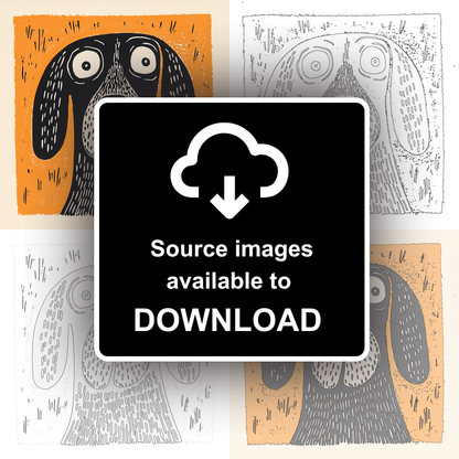 Beagle Linoprint-Style Art (1398-1)