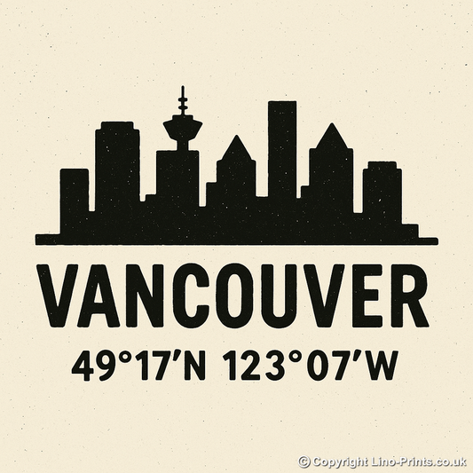 Place Coordinates Linoprint-Style Art (c323)