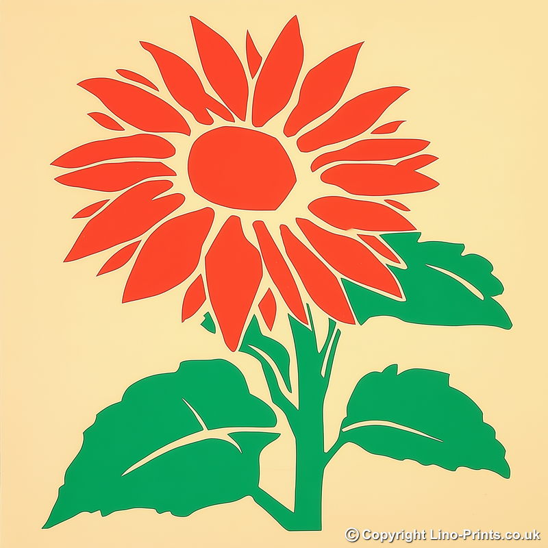Sunflower Linoprint-Style Art (1681-1)