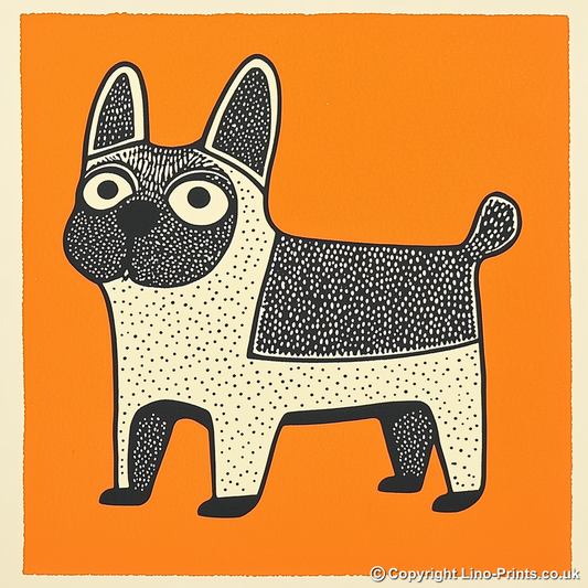 French Bulldog Linoprint-Style Art (1467-2)