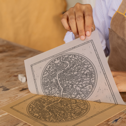 Maps Linoprint-Style Art (c26)