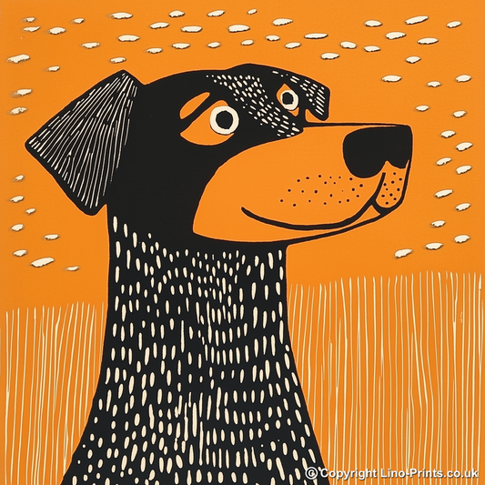 Rottweiler Linoprint-Style Art (1482-1)