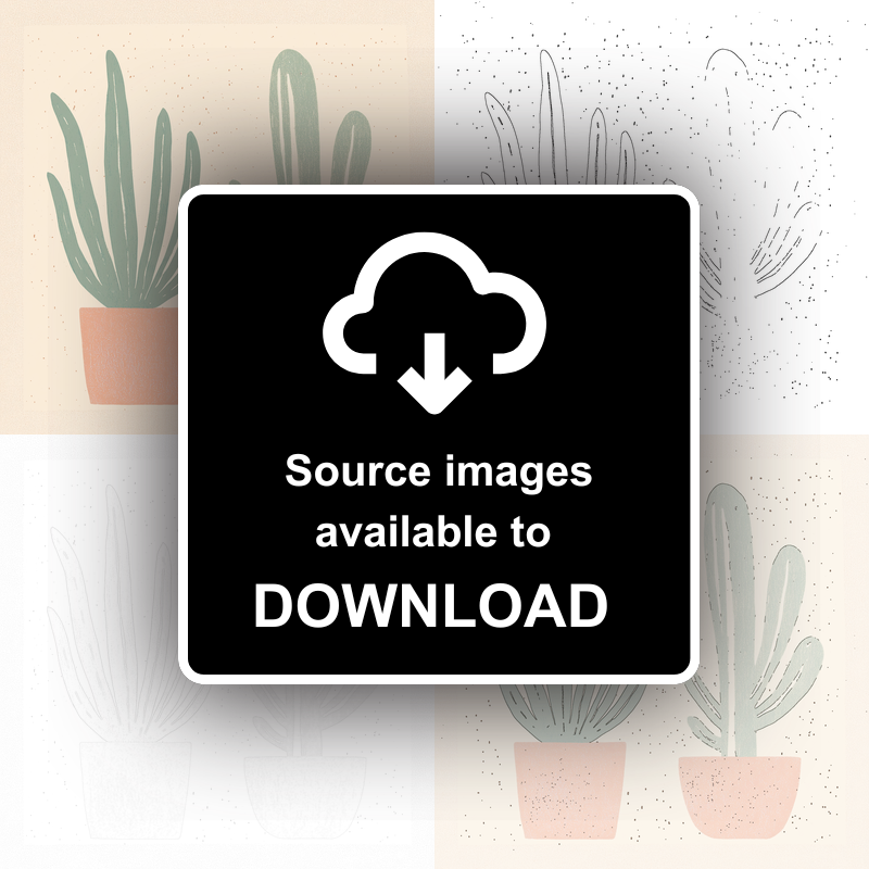 Cactus Linoprint-Style Art (1503-1)
