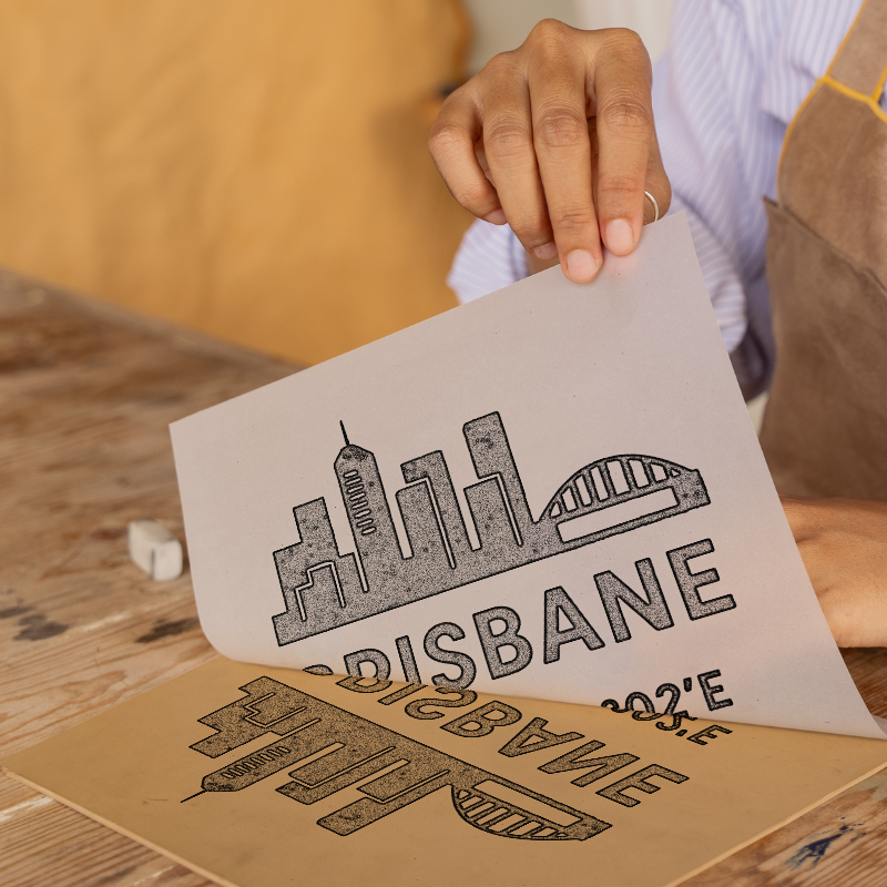 Place Coordinates Linoprint-Style Art (c291)