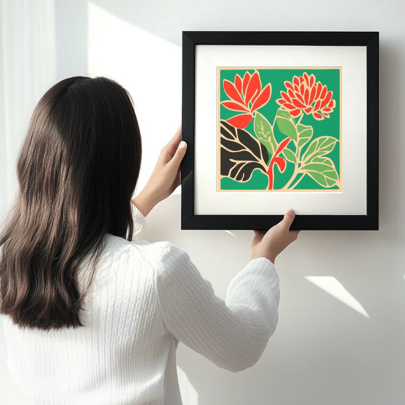 Abstract botanical textures Linoprint-Style Art (523-1)