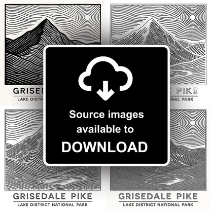 Mountains Linoprint-Style Art (c352)