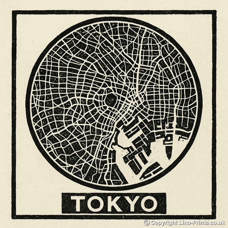 Maps Linoprint-Style Art (c29)