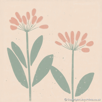 Agapanthus Linoprint-Style Art (1495-1)