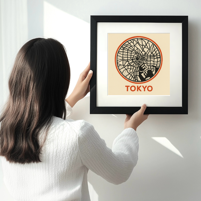 Maps Linoprint-Style Art (c44)