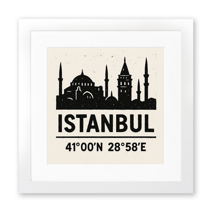 Place Coordinates Linoprint-Style Art (c329)
