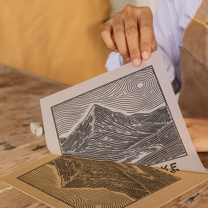 Mountains Linoprint-Style Art (c352)