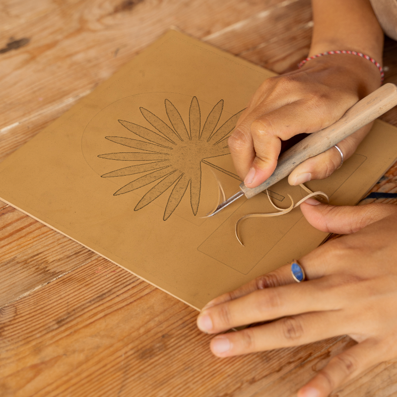 Flowers and Plants Linoprint-Style Art (c492)
